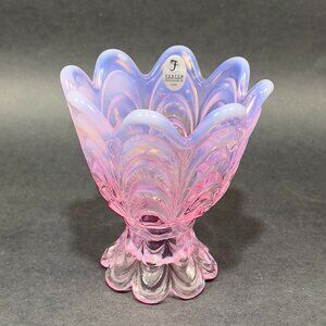 Fenton Art Glass Pink Opalescent Drapery 2 Way Votive Tapper Candle Holder